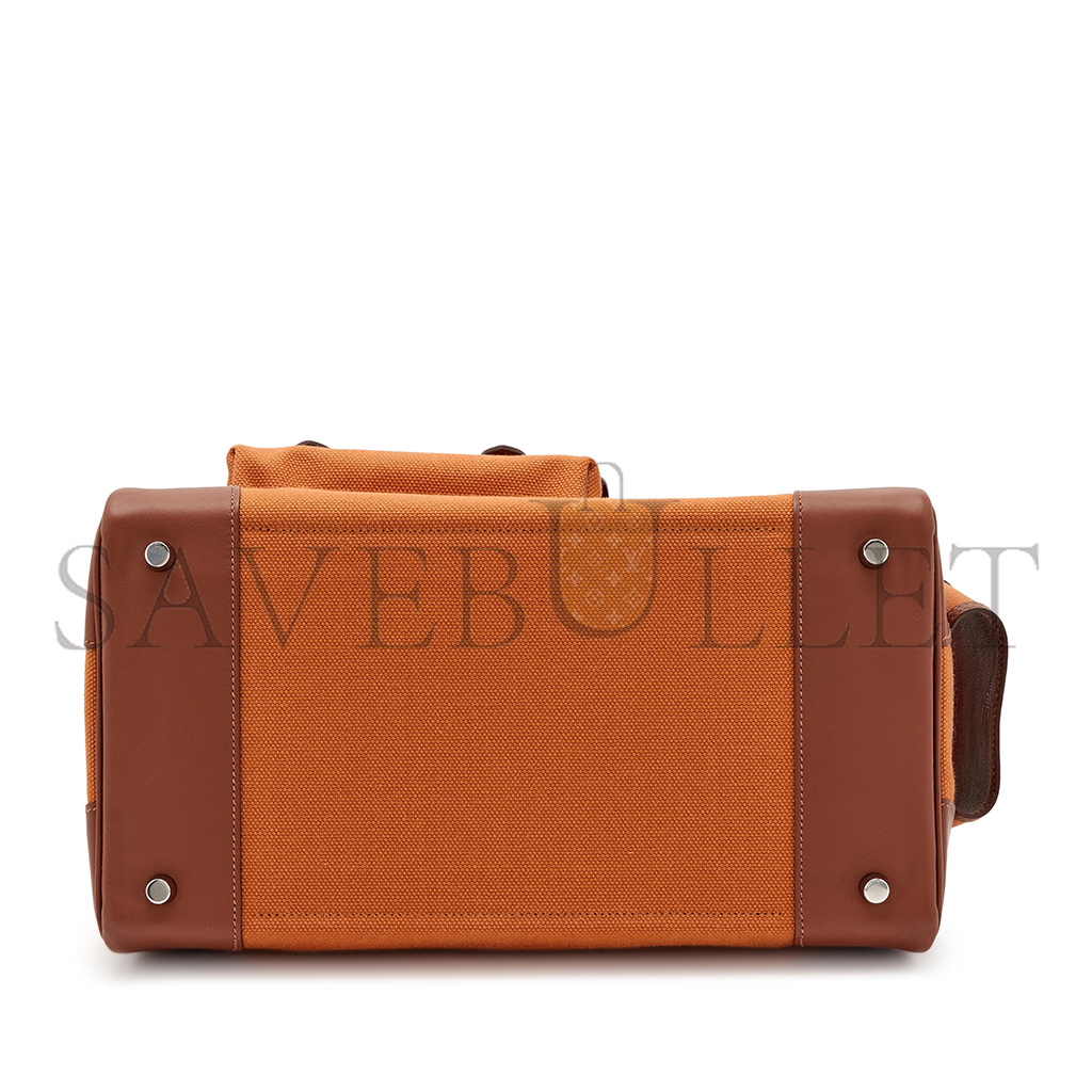 H**mes master birkin 35 canvas and swift leather orange silver buckle h079238cka2 (35*25*18cm)